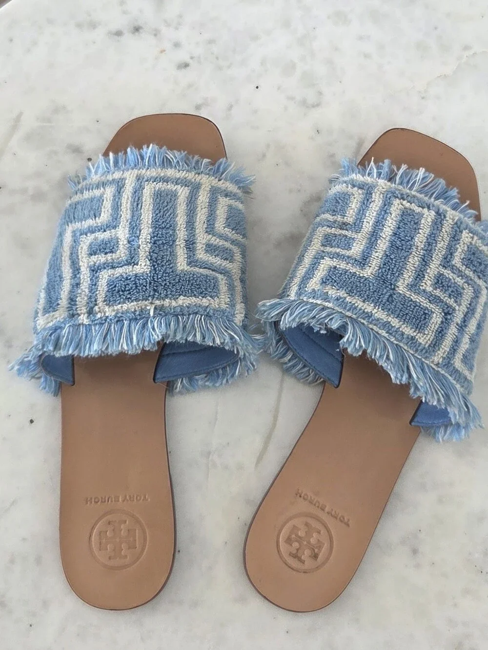 Tory Burch T-Tile Terry Cloth Flat Slides